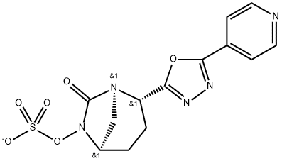 Sulfuric acid, mono[(1R,2S,5R)-7-oxo-2-[5-(4-pyridinyl)-1,3,4-oxadiazol-2-yl]-1,6-diazabicyclo[3.2.1]oct-6-yl] ester, ion(1-) 结构式