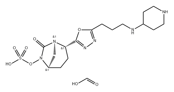 SULFURIC ACID, COMPD. WITH (1R,2S,5R)-7-OXO-2- [5-[3-(4-PIPERIDINYLAMINO)PROPYL]-1,3,4- OXADIAZOL-2- 结构式