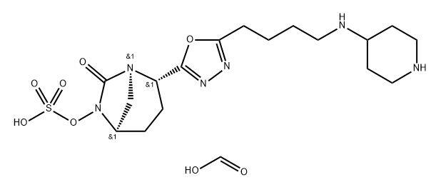 FORMIC ACID, COMPD. WITH (1R,2S,5R)-7-OXO-2- [5-[4-(4-PIPERIDINYLAMINO)BUTYL]-1,3,4- OXADIAZOL-2-YL] 结构式