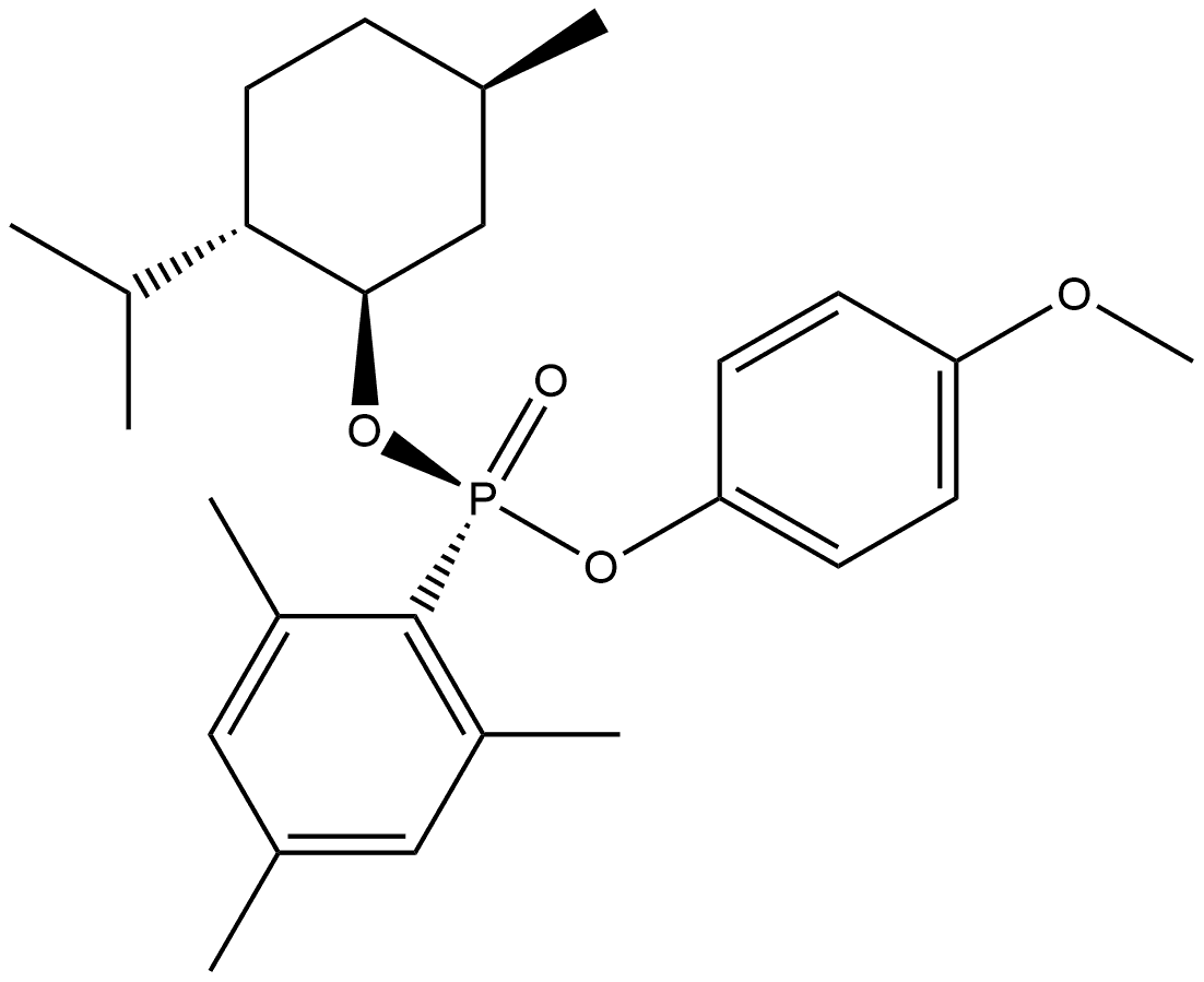 (RP)-(-)-薄荷基-4-甲氧基 - 苯基2,4,6-三甲基苯基膦酸酯 结构式