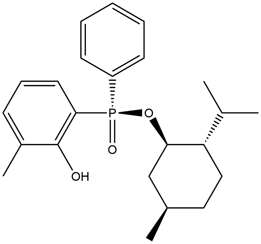 (RP)-(-)-薄荷基苯基-2-羟基-3-甲基 - 苯基次膦酸酯 结构式