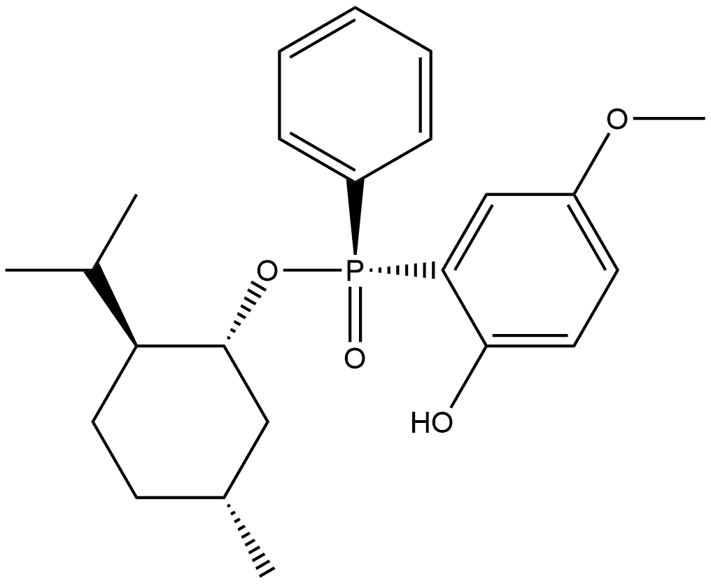 (Rp)-(-)-Menthyl phenyl-2-hydroxy-5- methoxy-phenyl phosphinate 结构式