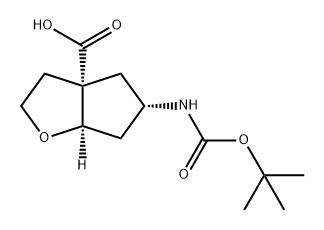 (3aS,5S,6aR)-5-((tert-butoxycarbonyl)amino)hexahydro-2H-cyclopenta[b]furan-3a-carboxylic acid 结构式