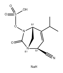 SULFURIC ACID, MONO[(1R,2S,5R)-2-CYANO-4-(1- METHYLETHYL)-7-OXO-1,6-DIAZABICYCLO[3.2.1]OCT3-EN-6-YL 结构式