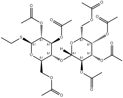 β-D-Glucopyranoside, ethyl 4-O-(2,3,4,6-tetra-O-acetyl-β-D-galactopyranosyl)-1-thio-, 2,3,6-triacetate 结构式