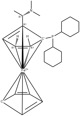 (S)-N,N-二甲基-1-[(R)-2-双(二环己基膦基)二茂铁基]乙胺 结构式