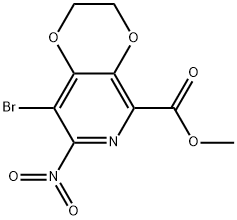methyl8-bromo-7-nitro-2,3-dihydro-[1,4]dioxino[2,3-c]pyridine-5-carboxylate 结构式