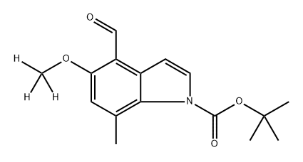 4-甲酰基-7-甲基-5-(三氘代甲氧基)吲哚-1-羧酸叔丁酯 结构式