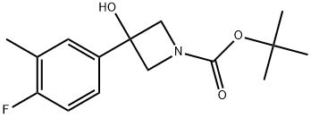 1,1-Dimethylethyl 3-(4-fluoro-3-methylphenyl)-3-hydroxy-1-azetidinecarboxylate 结构式