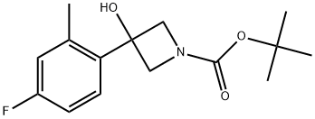 1,1-Dimethylethyl 3-(4-fluoro-2-methylphenyl)-3-hydroxy-1-azetidinecarboxylate 结构式