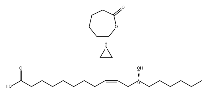 9-Octadecenoic acid, 12-hydroxy-, (9Z,12R)-, polymer with aziridine and 2-oxepanone 结构式