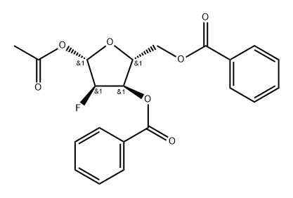 1-O-乙酰基-3,5-二-O-苯甲酰基-2-脱氧-2-氟-Β-D-呋喃核糖 结构式