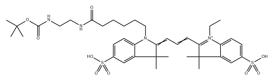 Cyanine 3 Monofunctional Hexanoic Acid t-BOC-Ethylenediamine Amide (K Salt) 结构式