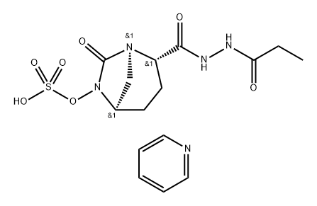 pyridinium (2S,5R)-7-oxo-N'-propanoyl-6-(sulfooxy)-1,6-diazabicyclo[3.2.1]octane-2-carbohydrazide 结构式