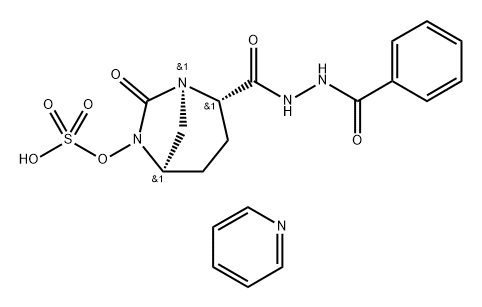 pyridinium (2S,5R)-N'-benzoyl-7-oxo-6-(sulfooxy)-1,6-diazabicyclo[3.2.1]octane-2-carbohydrazide 结构式