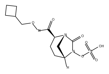 (1R,2S,5R)-2-((AZETIDIN-2-YLMETHOXY)CARBAMOYL)-7-OXO-1,6-DIAZABICYCLO[3.2.1]OCTAN-6-YL HYDROGEN SULF 结构式