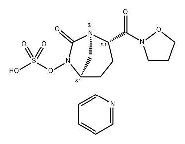 pyridinium (2S,5R)-2-(1,2-oxazolidin-2-ylcarbonyl)-6-(sulfooxy)-1,6-diazabicyclo-[3.2.1]octan-7-one 结构式