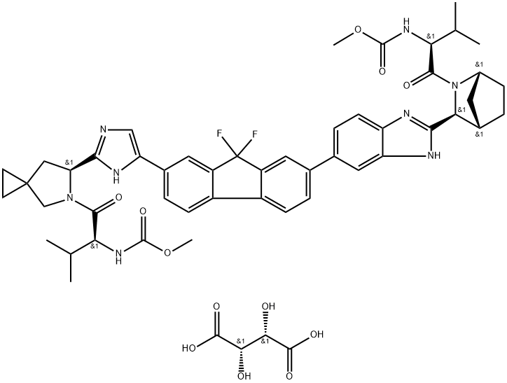 雷迪帕韦 D-酒石酸盐 结构式