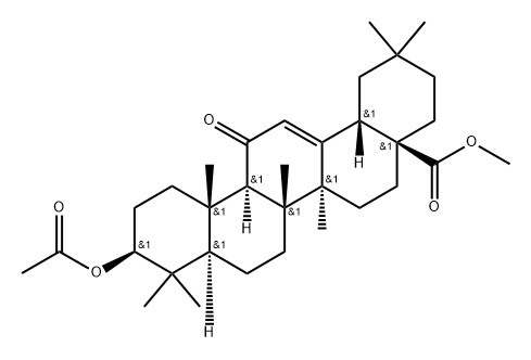 Olean-12-en-28-oic acid, 3-(acetyloxy)-11-oxo-, methyl ester, (3β)- 结构式