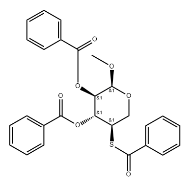 Methyl 2-O,3-O,4-S-tribenzoyl-4-thio-α-D-xylopyranoside 结构式