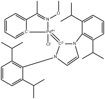 CHLORO{2-[1-(N-METHOXY)IMINOETHYL]PHENYL}{[1,3-BIS(2,6-DI-I-PROPYLPHENYL]IMIDZOLE-2-YLIDENE}PALLADIUM(II) 结构式