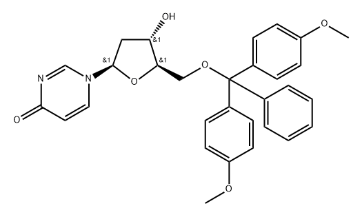 2-Deoxy-2’-deoxy-5’-(4,4’-dimethoxytrityl)uridine 结构式