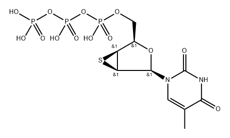 1-(2',3'-epithio-2',3'-dideoxy-beta-D-ribofuranosyl)thymine 5'-triphosphate 结构式
