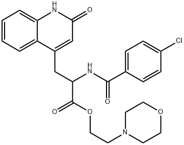 4-Quinolinepropanoic acid, α-[(4-chlorobenzoyl)amino]-1,2-dihydro-2-oxo-, 2-(4-morpholinyl)ethyl ester 结构式