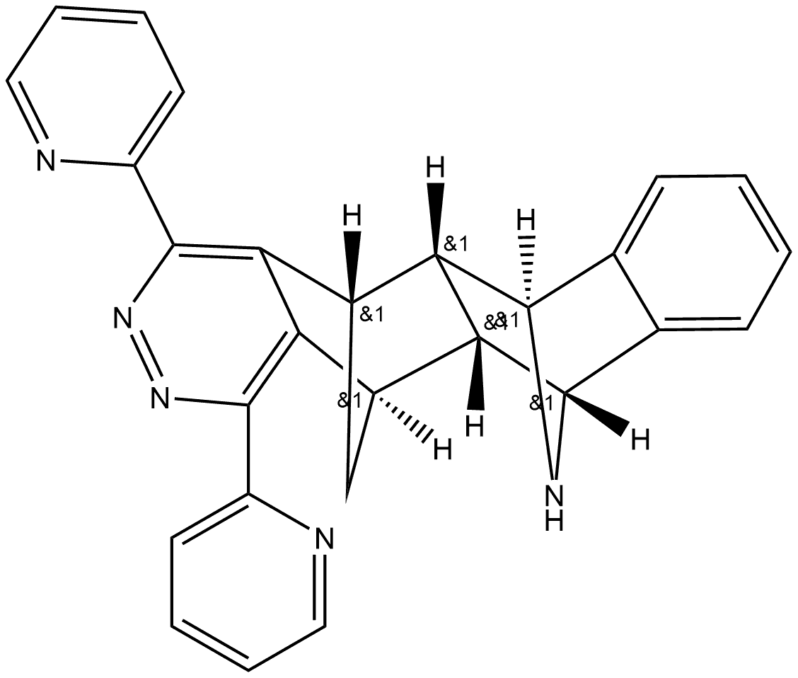 6,11-Imino-5,12-methanonaphtho[2,3-g]phthalazine, 5,5a,6,11,11a,12-hexahydro-1,4-di-2-pyridinyl-, (5R,5aR,6R,11S,11aS,12S)-rel- 结构式