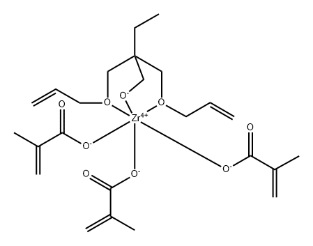 [2,2-双[(2-丙烯基氧基)甲基]-1-丁醇-O,O',O'']三(2-甲基-2-丙烯酸-O)锆盐 结构式
