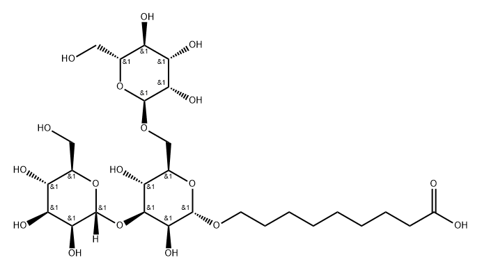 Nonanoic acid, 9-(O-.alpha.-D-mannopyranosyl-(1.3)-O-.alpha.-D-mannopyranosyl-(16)-.alpha.-D-mannopyranosyl)oxy- 结构式