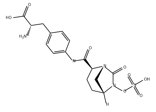 (2S)-2-AMINO-3-[4-[[(2S,5R)-7-OXO-6-SULFOOXY-1,6-DIAZABICYCLO[3.2.1]OCTANE-2-CARBONYL]AMINO]PHENYL]P 结构式