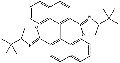 (S)-2,2'-双((S)-4-(叔丁基)-4,5-二氢恶唑-2-基)-1,1'-联苯 结构式