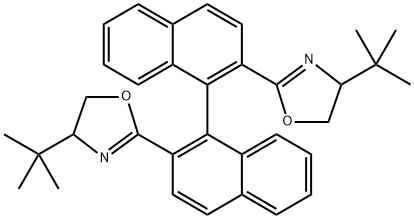 (S)-2,2'-双((R)-4-(叔丁基)-4,5-二氢恶唑-2-基)-1,1'-联苯 结构式