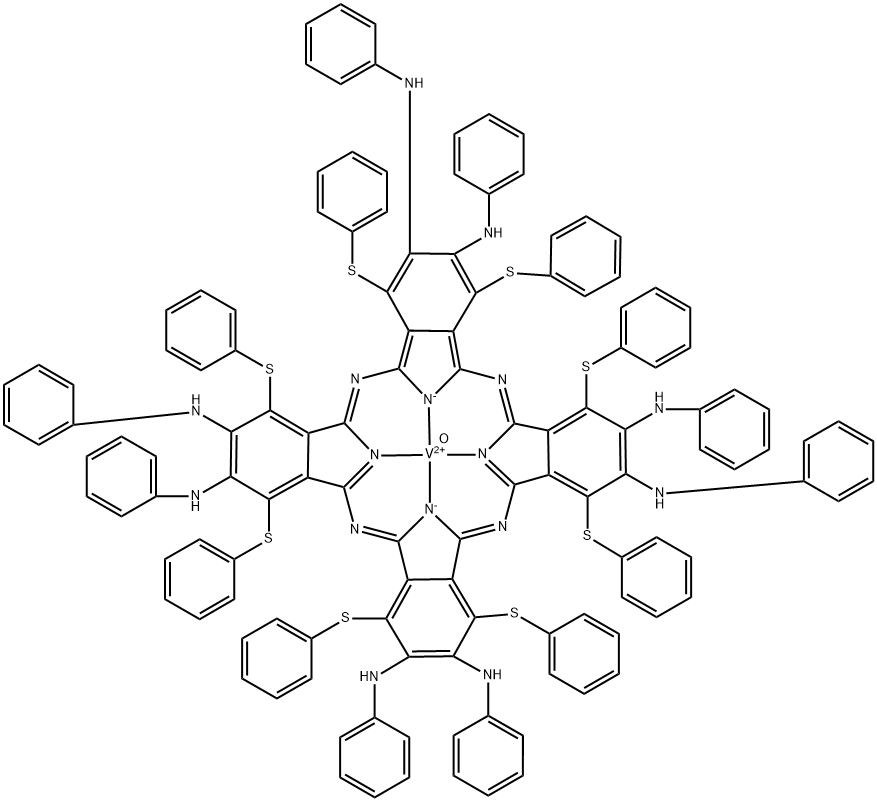 八(苯胺基)八(苯硫基)酞菁氧钒 结构式