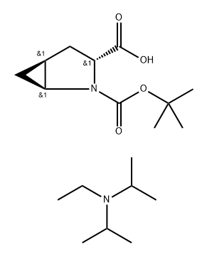 2-Azabicyclo[3.1.0]hexane-2,3-dicarboxylic acid, 2-(1,1-dimethylethyl) ester, compd. with N-ethyl-N-(1-methylethyl)-2-propanamine (1:1), (1S,3R,5S)- 结构式