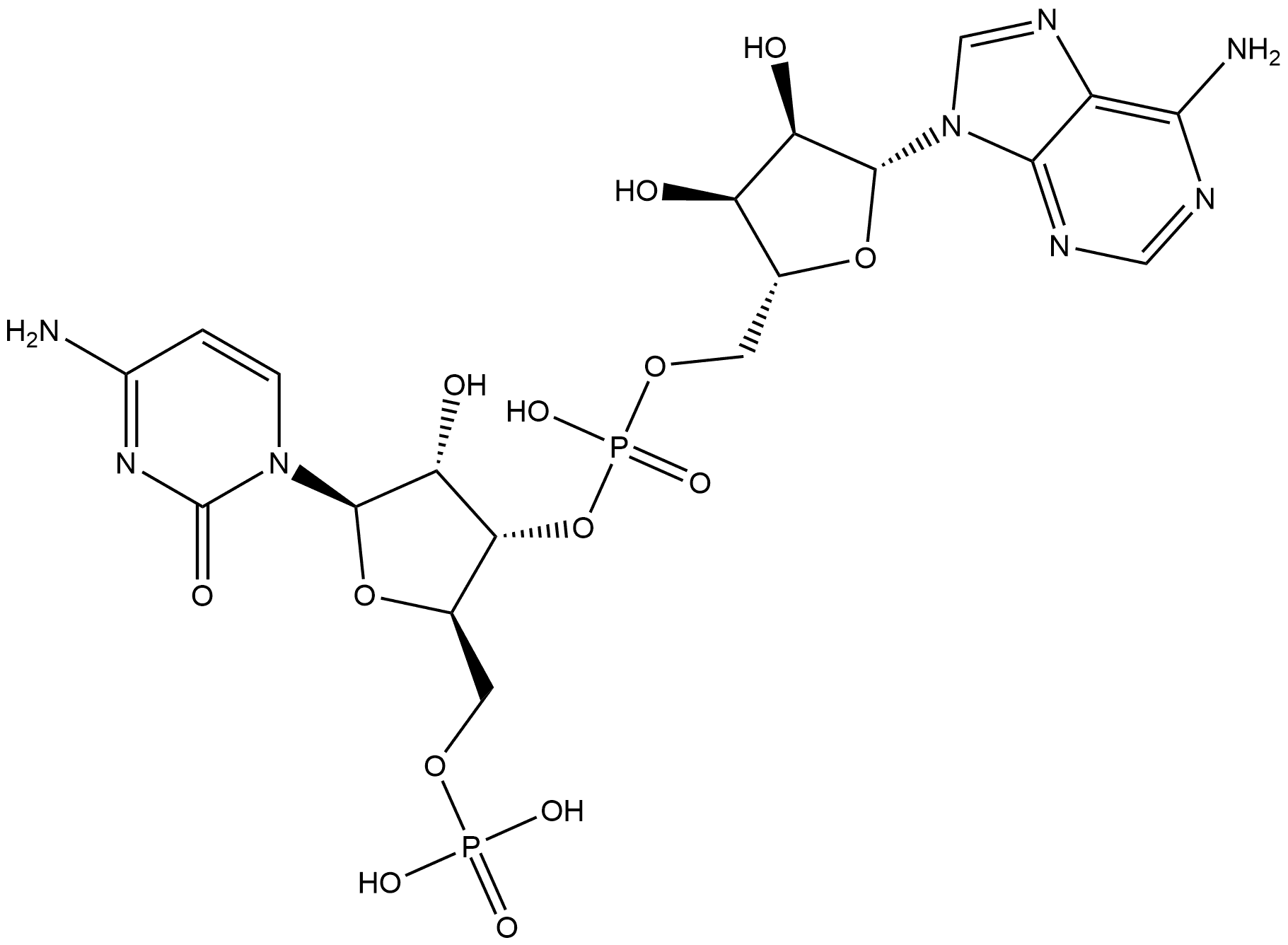 Adenosine, 5'-O-phosphonocytidylyl-(3'→5')- 结构式