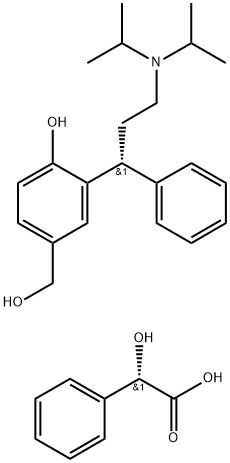 Benzeneacetic acid, α-hydroxy-, (αS)-, compd. with 3-[(1R)-3-[bis(1-methylethyl)amino]-1-phenylpropyl]-4-hydroxybenzenemethanol (1:1) 结构式