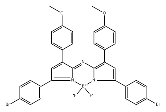 Boron, [5-(4-bromophenyl)-N-[5-(4-bromophenyl)-3-(4-methoxyphenyl)-2H-pyrrol-2-ylidene-κN]-3-(4-methoxyphenyl)-1H-pyrrol-2-aminato-κN1]difluoro-, (T-4)- 结构式