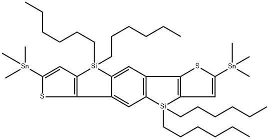 2,7-双三甲基锡-苯并[1,2-B:4,5-B]双(4,4'-二辛基-4H-二噻吩并噻咯)-双三甲基锡 结构式