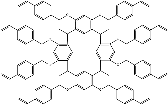 4,6,10,12,16,18,22,24-八-[(4-乙烯基苯基)甲氧基]-2,8,14,20-四甲基-五环[19.3.1.13,7.19,13.115,19]十八碳-1(25),3,5,7(28),9,11,13(27),15,17,19(26),21,23-十二碳烯 结构式