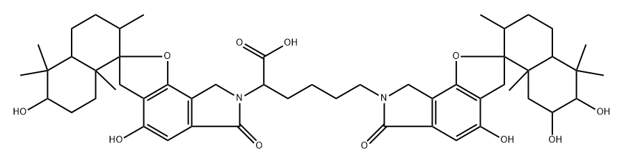 Spiro[2H-furo[2,3-e]isoindole-2,1′(2′H)-naphthalene]-7(3H)-hexanoic acid, α-[(1′R,2′R,4′aS,6′R,8′aS)-3′,4′,4′a,5′,6,6′,7′,8,8′,8′a-decahydro-4,6′-dihydroxy-2′,5′,5′,8′a-tetramethyl-6-oxospiro[2H-furo[2,3-e]isoindole-2,1′(2′H)-naphthalen]-7(3H)-yl]-3′,4′,4′a,5′,6,6′,7′,8,8′,8′a-decahydro-4,6′,7′-trihydroxy-2′,5′,5′,8′a-tetramethyl-6-oxo-, (αS,1′R,2′R,4′aS,6′S,7′R,8′aS)- 结构式