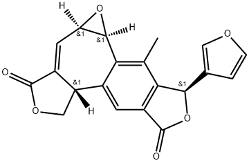 3H-Furo[3',4':3,4]oxireno[6,7]cyclohept[1,2-f]isobenzofuran-1,7-dione, 3-(3-furanyl)-4b,5a,9,9a-tetrahydro-4-methyl-, (3R,4bR,5aS,9aR)-rel-(-)- 结构式