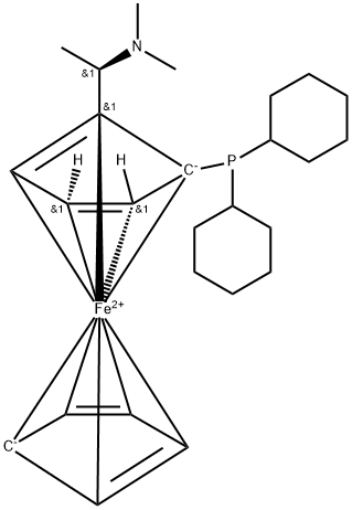 (R)-N,N-二甲基-1-[(R)-(2-二环己基膦)二茂铁]乙胺 结构式