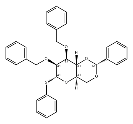 2,3-双-O-(苯基甲基)-4,6-O-[(R)-苯基亚甲基]-1-硫代- A-D--吡喃甘露糖苷苯酯 结构式