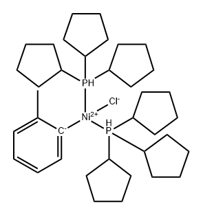 反式 - 双(三环戊基膦)(2-甲基苯基)镍(II)氯化物 结构式