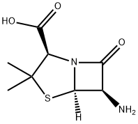 (2R,5R,6R)-6-氨基-3,3-二甲基-7-氧代-4-硫杂-1-氮杂双环[3.2.0]庚烷-2-羧酸 结构式