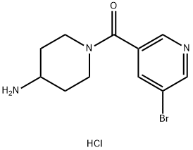 (4-氨基哌啶-1-基)(5-溴吡啶-3-基)甲酮盐酸盐 结构式