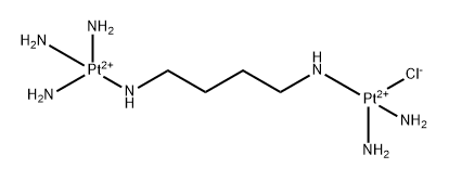 triammine(mu-(1,4-butanediamine-N,N'))diamminemonochlorodi-platinum(II) 结构式