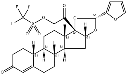 2-((6aR,8aS,8bS,10R,11aR)-10-(furan-2-yl)-8a-methyl-4-oxo-2,4,5,6,6a,6b,7,8,8a,8b,11a,12,12a,12b-tetradecahydro-1H-naphtho[2',1':4,5]indeno[1,2-d][1,3]dioxol-8b-yl)-2-oxoethyl trifluoromethanesulfonate 结构式